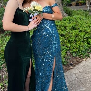 PEACOCK BLUE PROM DRESS